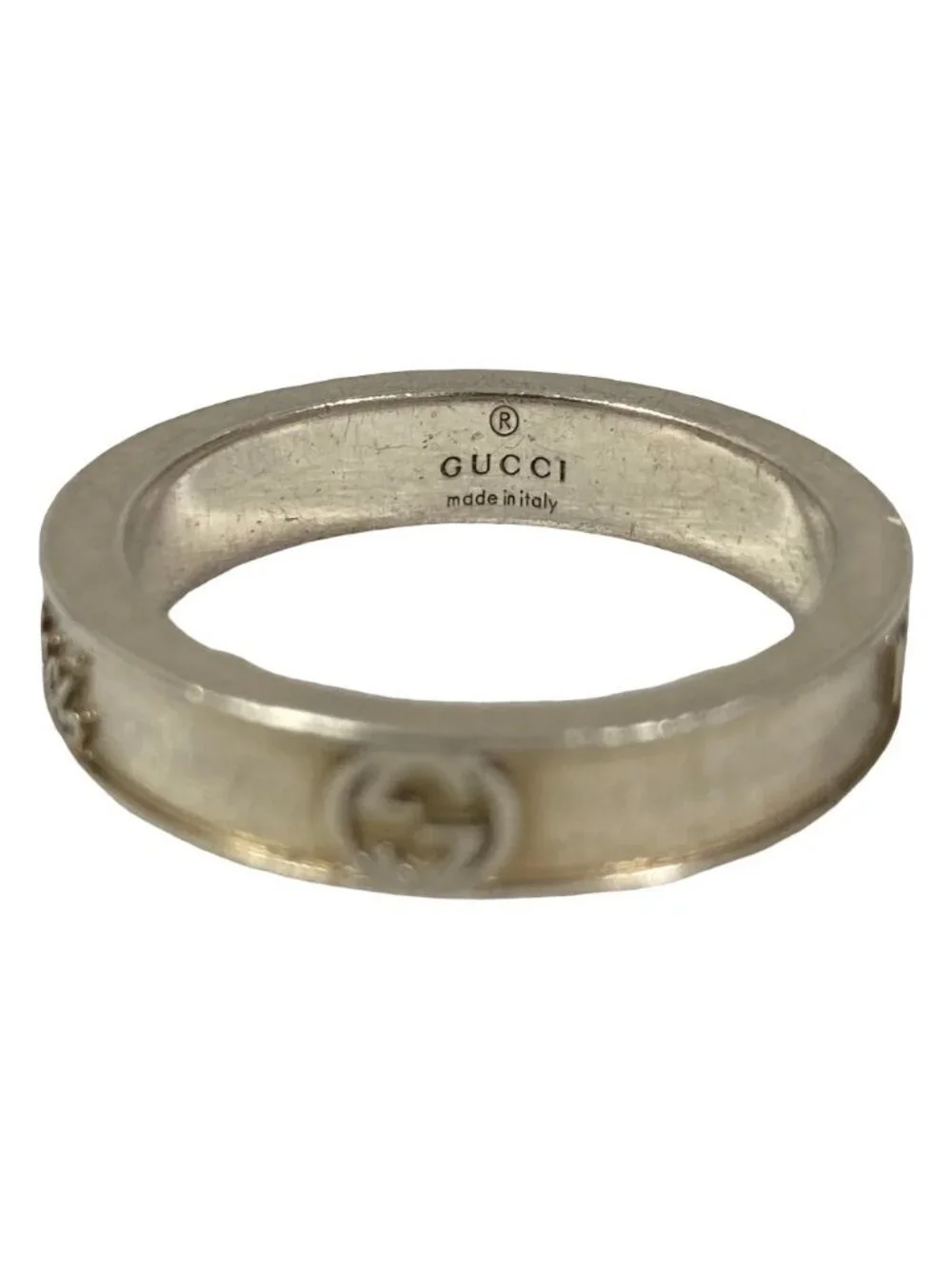Gucci Interlocking Script Logo Ring 925 22 Silver